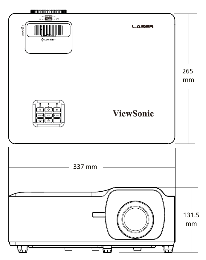 LS751HD Projector Dimensions.png